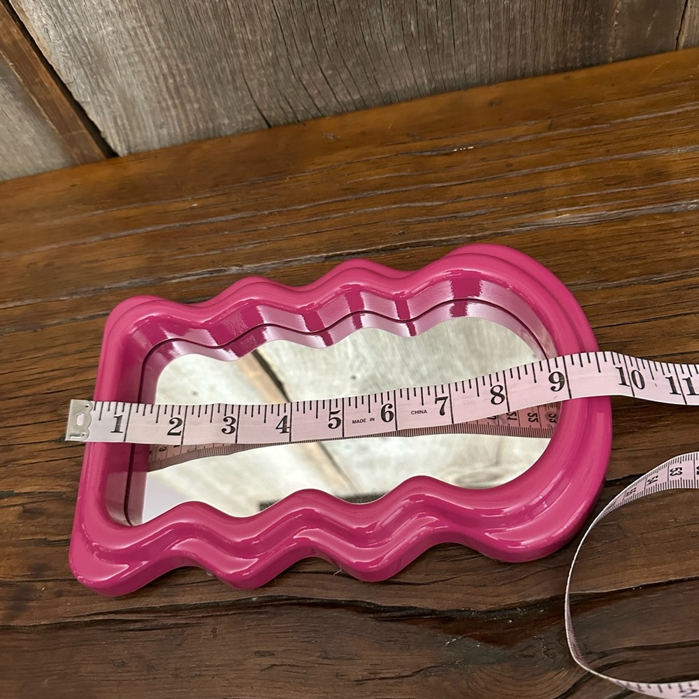 Scalloped Mirror in Hot Pink Wall Hanging or Tabletop - Picture 12 of 13